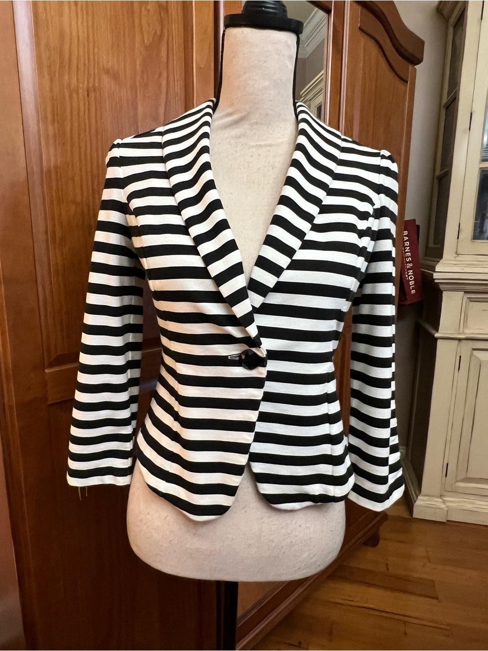 Candie's Black and White Striped Women's Blazer